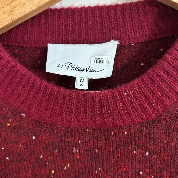3.1 Phillip Lim 100% Cashmere Burgundy Red Crew Neck Sweater Size M - Picture 4 of 7